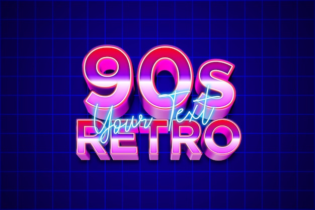 90s style 3d retro text effect