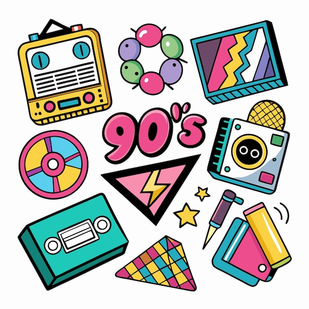 Vector 90s style icon collection