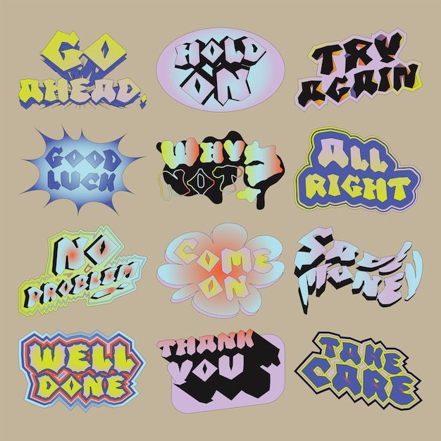 Vector 90s style stickers