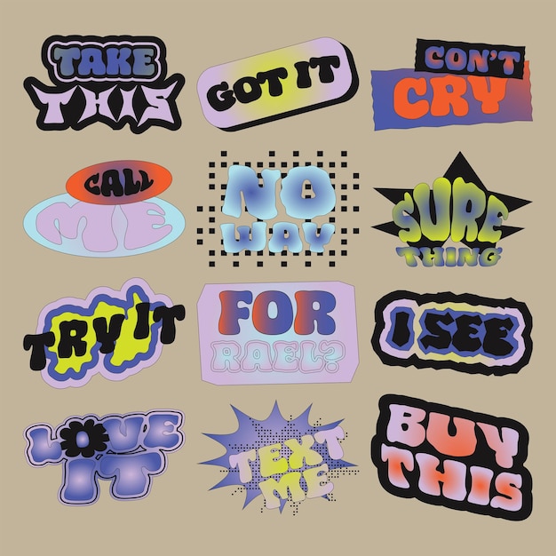 Vector 90s style stickers