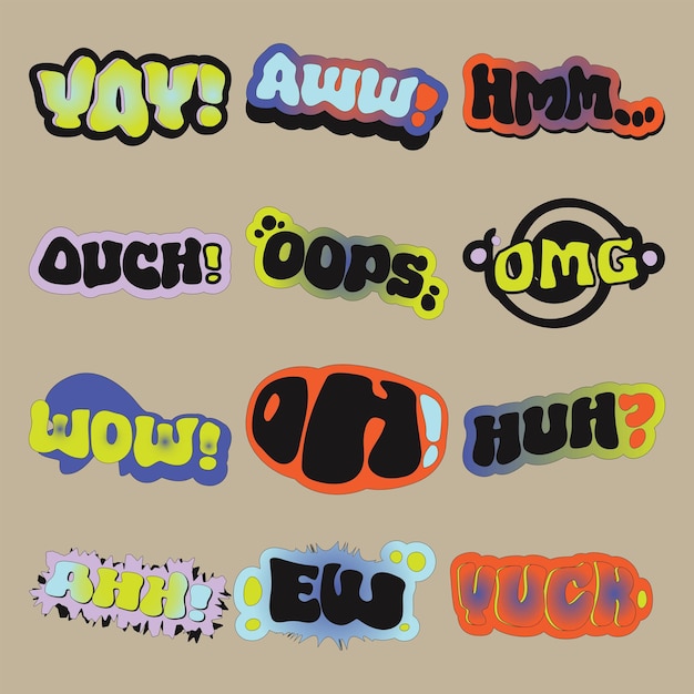 Vector 90s style stickers