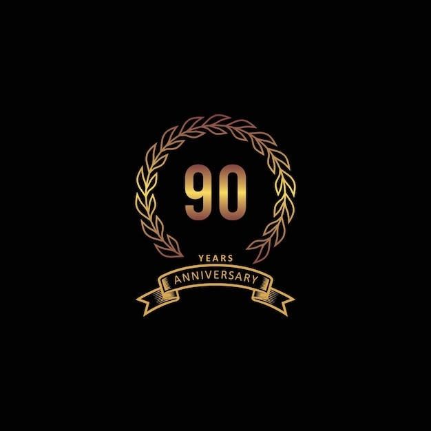 90st anniversary logo with gold and black background