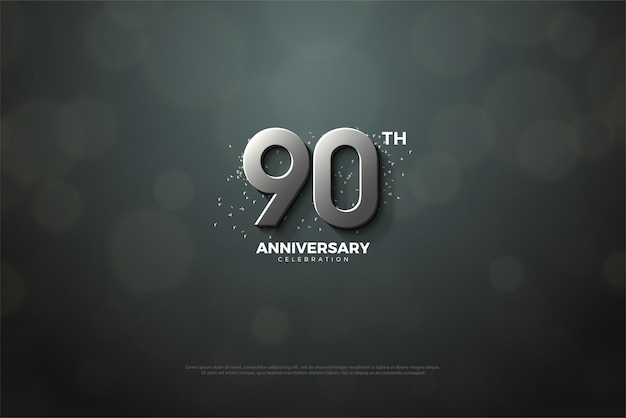 90th anniversary celebration with dark coloring combined with a green mix vector premium designs