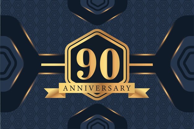 Vector 90th year anniversary celebration logo vector design with black elegant color on blue background