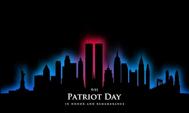 911 Patriot Day USA Black New York skyline silhouette