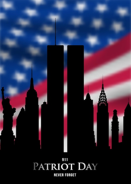 911 Patriot Day vertical banner New York Skyline