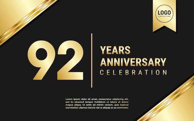 92 Years Anniversary template design Golden Anniversary Celebration vector illustration