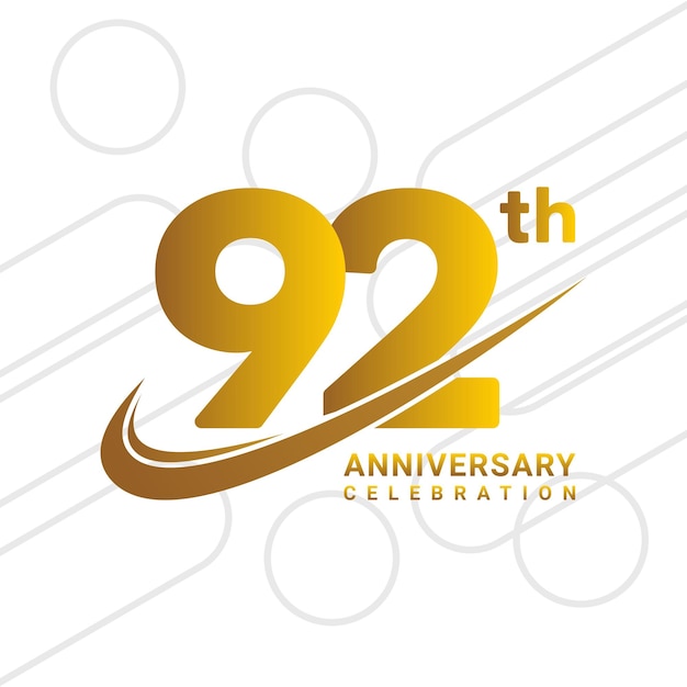 92th anniversary celebration golden anniversary celebration logo type isolated on white background vector illustration