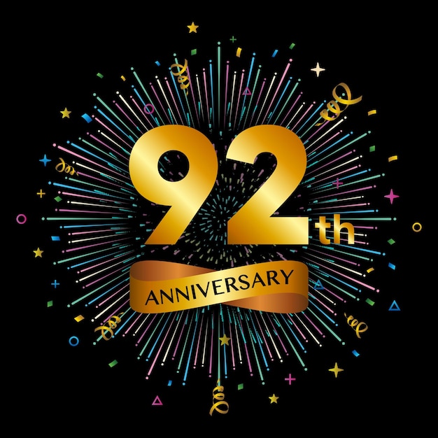 92th anniversary celebration logotype Golden anniversary celebration template design Vector illustrations