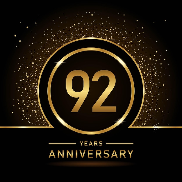 92th Anniversary Gold color template design for birthday event Vector Template