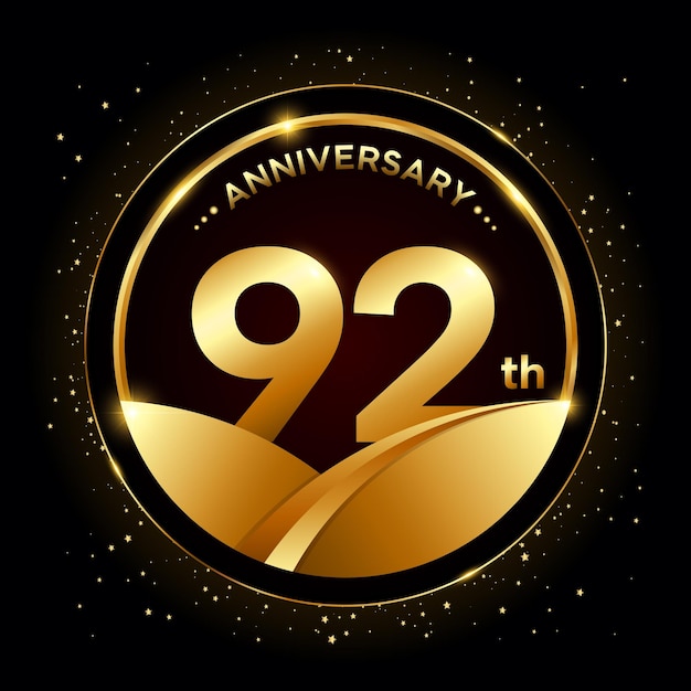 92th anniversary Golden anniversary template design Logo vector illustration