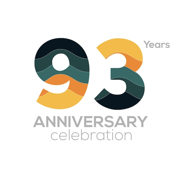 93rd Anniversary Logo Design, Number 93 Icon Vector Template.Minimalist Colour Palettes.