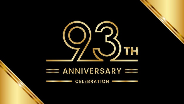 93th Anniversary Celebration with golden text Golden anniversary vector template