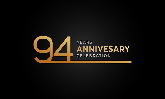 94 Year Anniversary Celebration with Single Line Golden and Silver Color Isolated on Dark Background