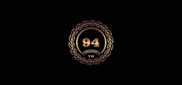 94st anniversary logo with ring and frame gold color and black background