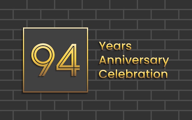 94th Anniversary Celebration template design with golden color Vector template