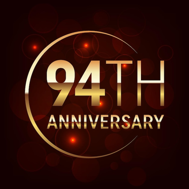 94th anniversary logo design concept Golden number with silver color text Logo Vector Template Illustration