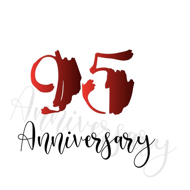 95 Year Anniversary Celebration Red Color Vector Template Design Illustration