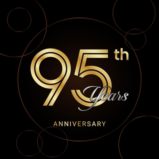 95th Anniversary Celebration with golden text Golden anniversary vector template