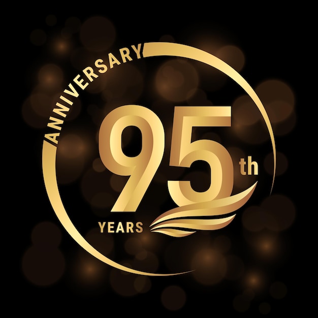 95th anniversary logo design with golden wings Logo Vector Template Illustration