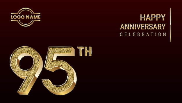 95th Anniversary template design concept with golden number Vector Template