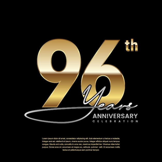 96 year anniversary Luxury logo with golden ring style Logo Vector Template