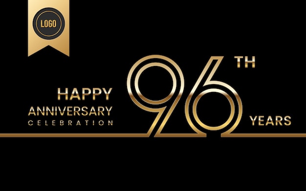 96th anniversary template Golden anniversary template with double line concept Vector Template