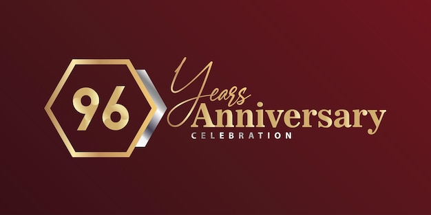 96th Year Anniversary Celebration Golden and Silver Color with Hexagon Shape for Celebration Event.