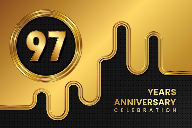 97 Year Anniversary celebration template design Golden Anniversary vector illustration