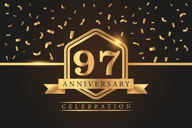 97 year anniversary celebration vector golden elements on black background abstract