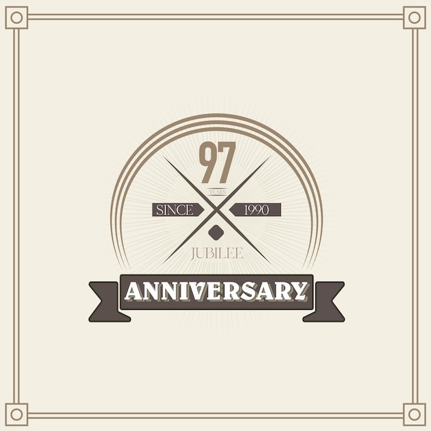 97 years anniversary celebration design template. 80th vintage logo vector illustrations.