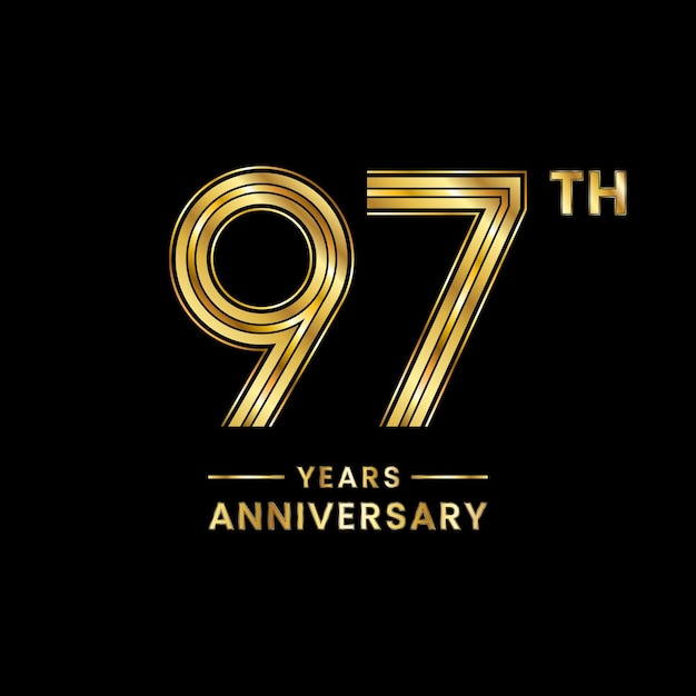 97 years anniversary logo design with golden number for anniversary celebration event Logo Vector