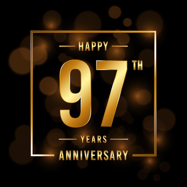 97th Anniversary template design Anniversary template in golden color Vector templates