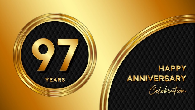 97th anniversary template design with golden texture and number for anniversary celebration event