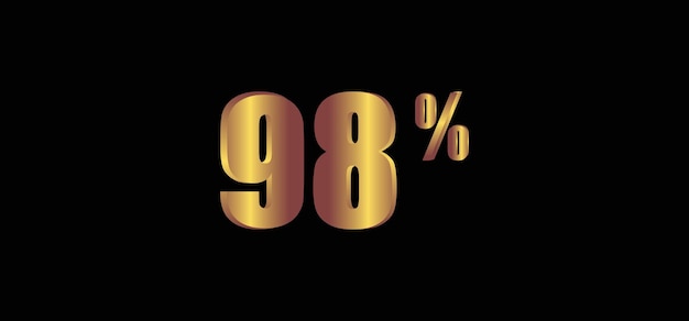 98 percent on black background 3D gold isolated vector image