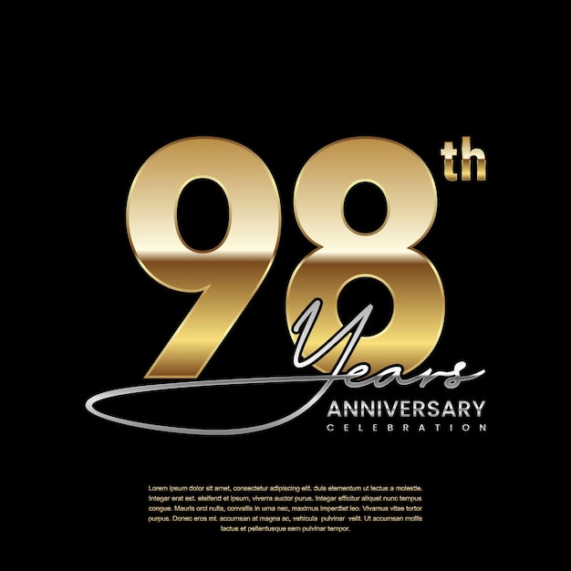 98 year anniversary Luxury logo with golden ring style Logo Vector Template