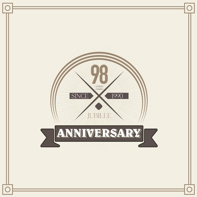 98 years anniversary celebration design template. 80th vintage logo vector illustrations.