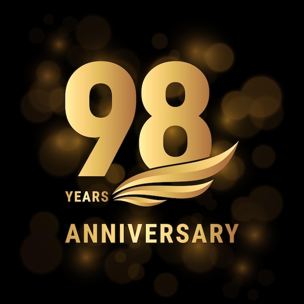 98 Years anniversary logo Template design with gold color for poster banners brochures magazines web booklets invitations or greeting cards Vector illustration