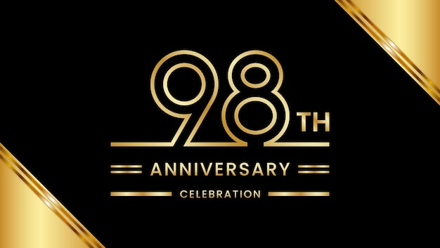 98th Anniversary Celebration with golden text Golden anniversary vector template