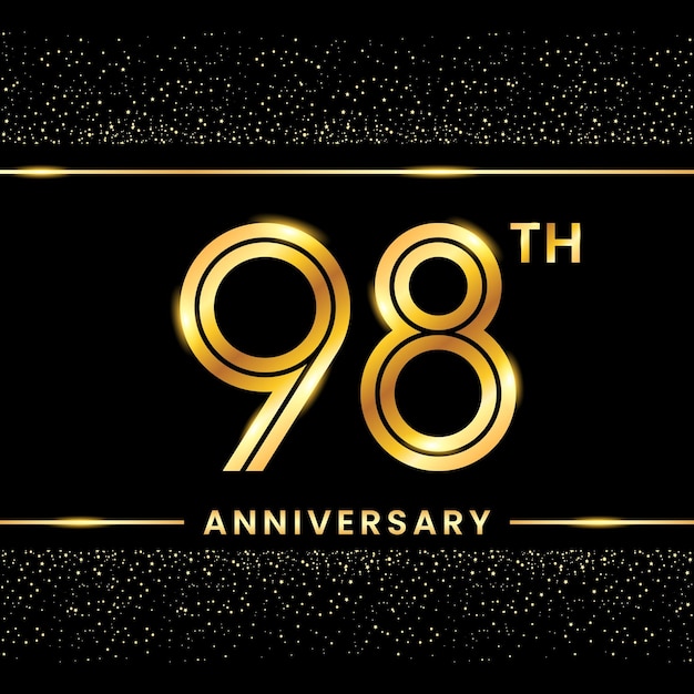 98th Anniversary Gold color template design for birthday event Line Art Design Vector Template