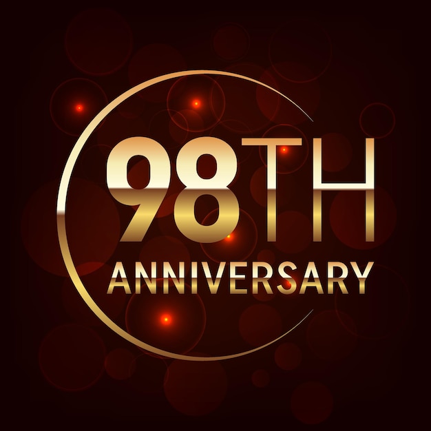 98th Anniversary logo with golden text and number for anniversary event Logo Vector Template