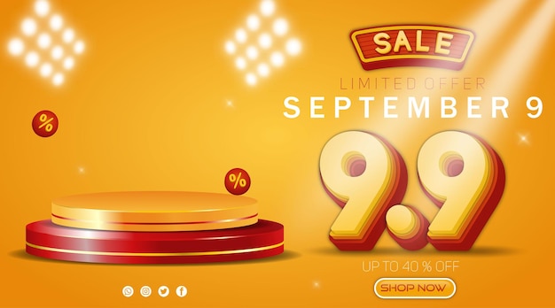 99 september sale banner template on yellow color