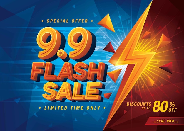 99 Shopping Day Flash Sale Banner Template design special offer discount. Sale promotion poster.