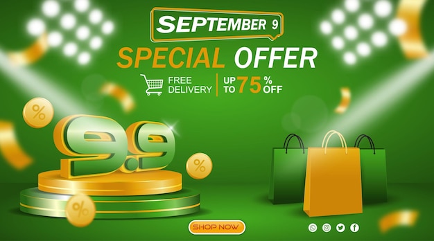 99 special offer September 9 sale limited offer promotion banner design web or social media template