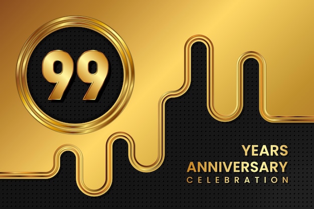 99 Year Anniversary celebration template design Golden Anniversary vector illustration