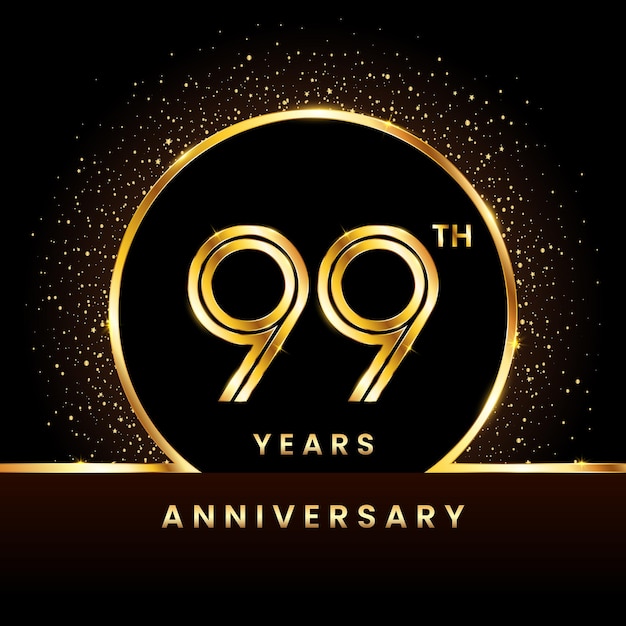 99th anniversary Logo Anniversary logo design with double line concept vector illustration