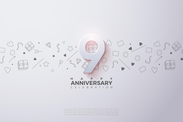 9th Anniversary with number