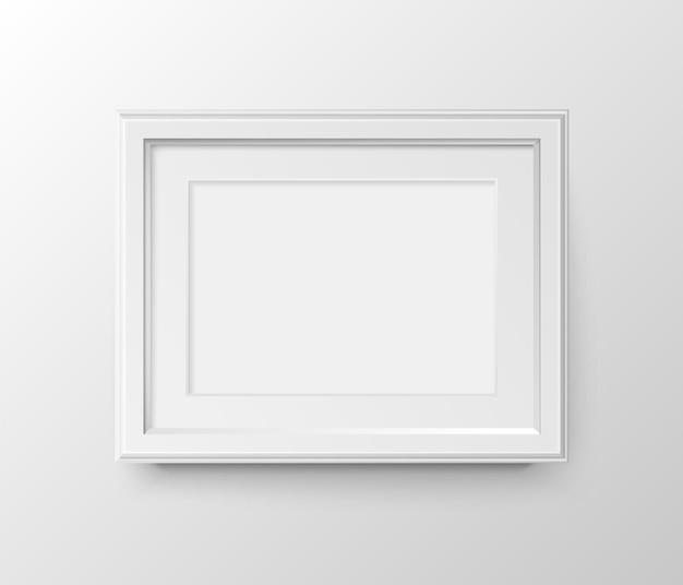 A3 and A4 horizontal blank picture frame with passepartout for photographs. Vector realistic paper or Matte plastic white with shadow