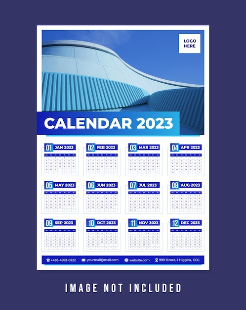 A3 size wall calendar 2023 template and place for you photo.