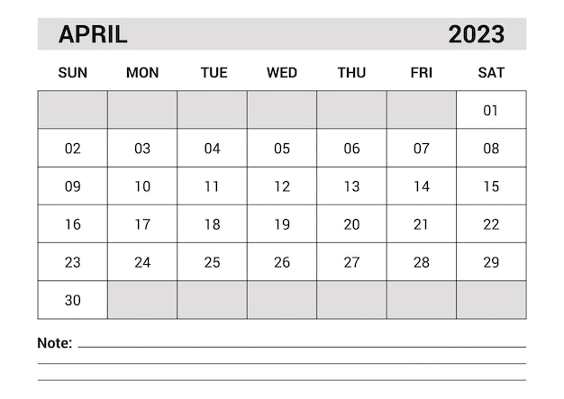 A4 corporate calendar  template design planning month april 2023